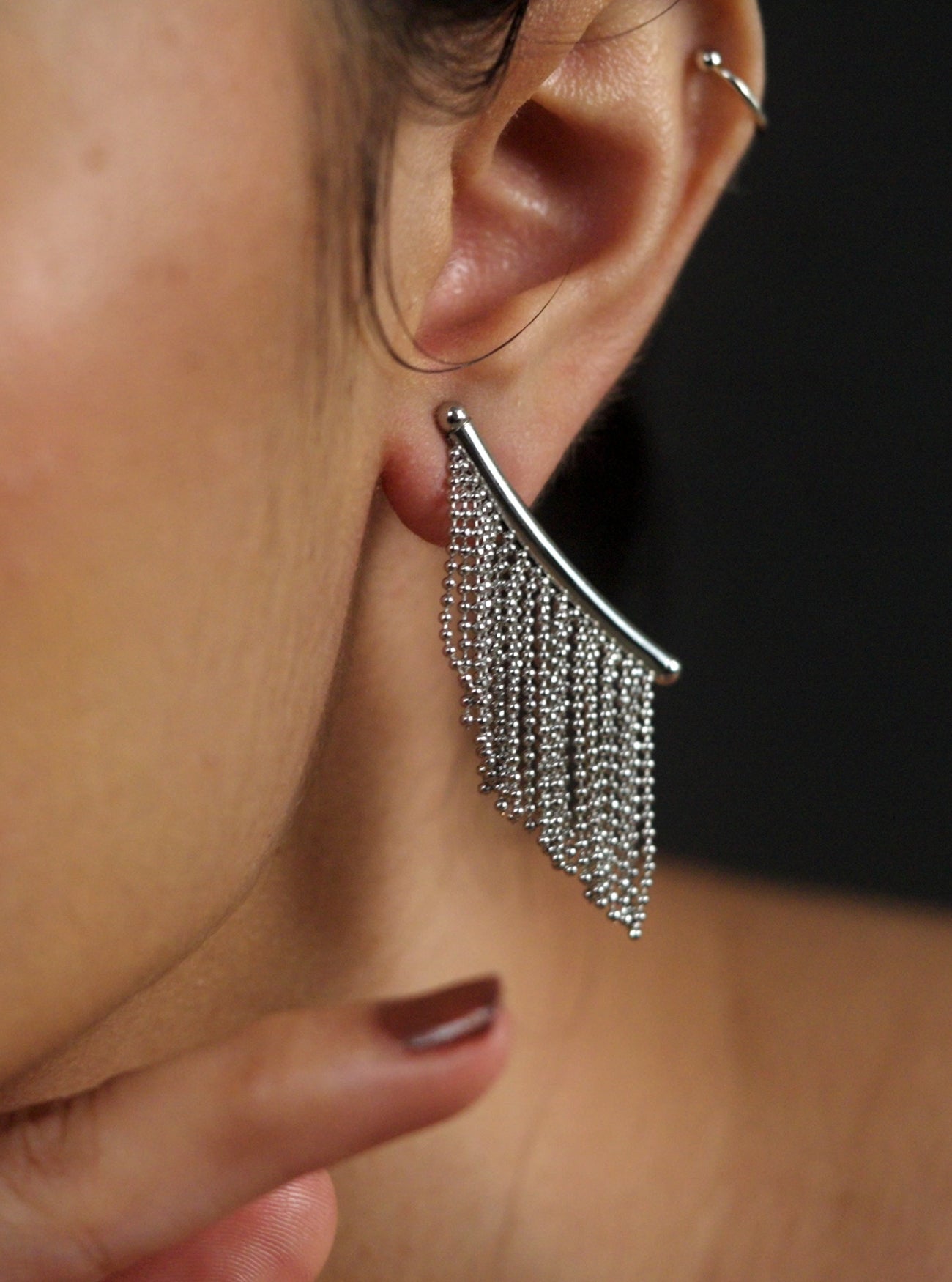 Silver Fringe Earring